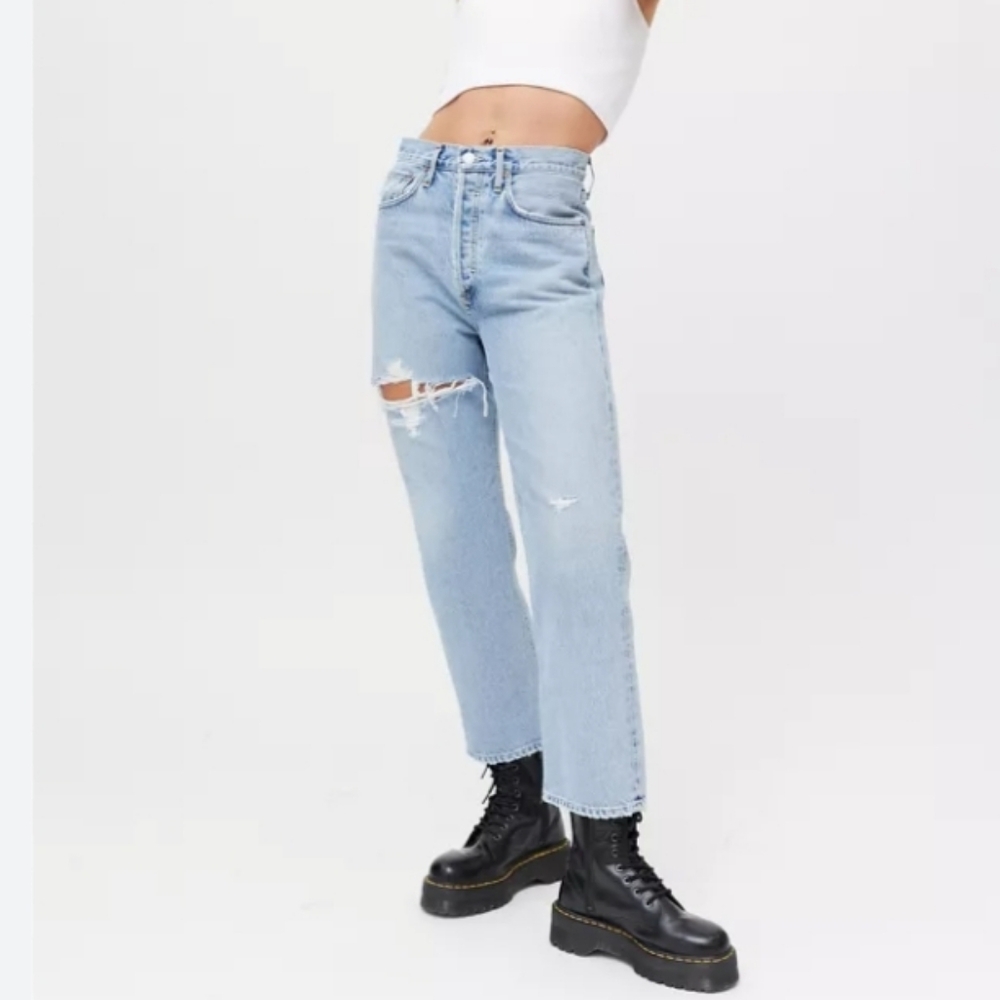 Agolde 90s High Waisted Loose Cropped Jeans Size 25 - Picture 10 of 10
